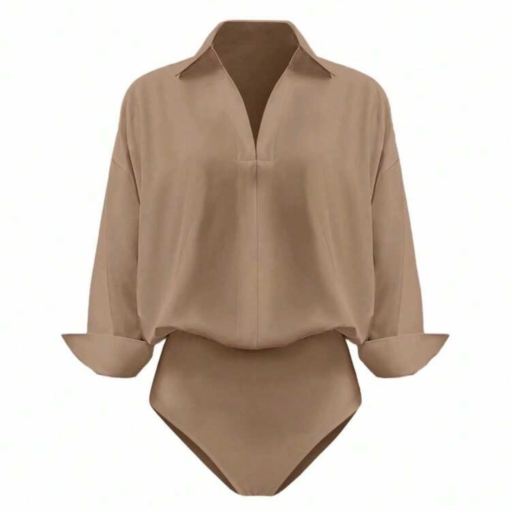 Chic Tan Women's Bodysuit Blouse